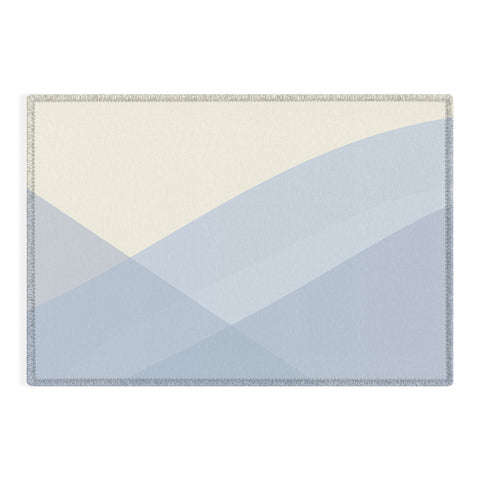colour poems II Minimal Waves of Blue Outdoor Rug