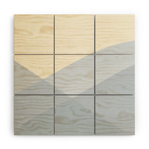 colour poems II Minimal Waves of Blue Wood Wall Mural