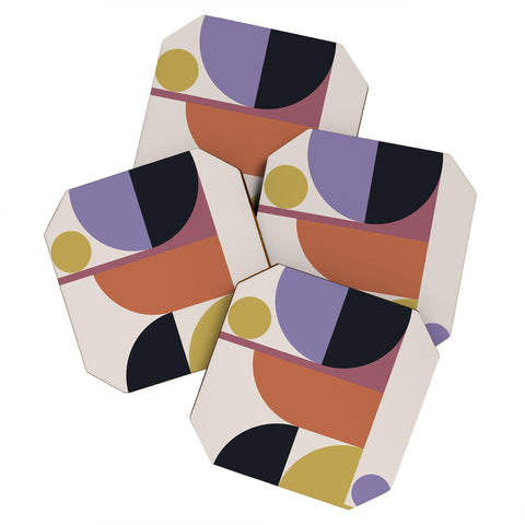 Colour Poems Mid Century Modern Abstract Coaster Set