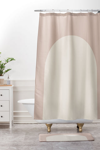 Colour Poems Minimal Arch Neutral Pink Shower Curtain And Mat