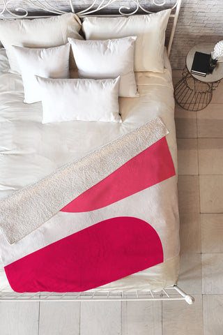 Colour Poems Minimal Arch Viva Magenta Fleece Throw Blanket