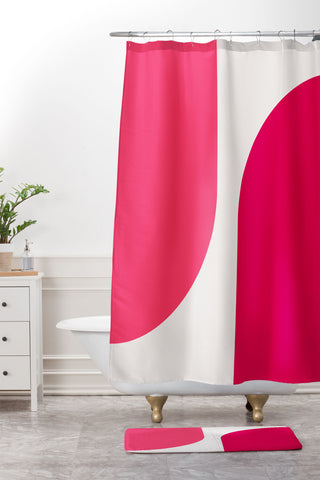 Colour Poems Minimal Arch Viva Magenta Shower Curtain And Mat
