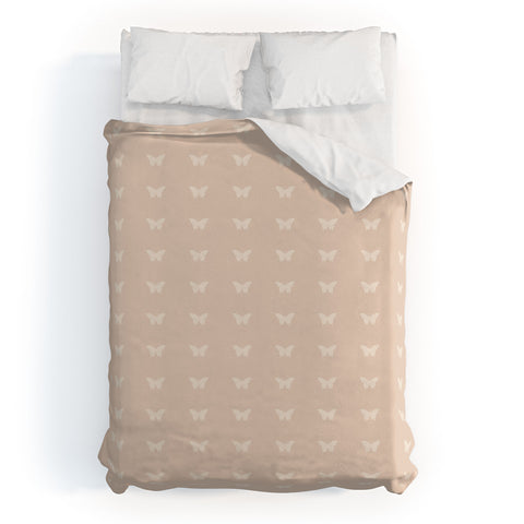 Colour Poems Minimal Butterfly Pattern Neutral Duvet Cover