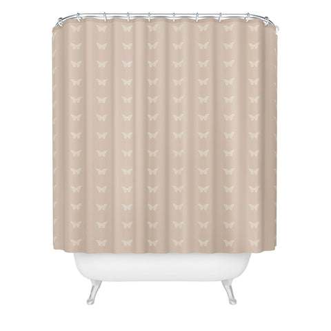 Colour Poems Minimal Butterfly Pattern Neutral Shower Curtain