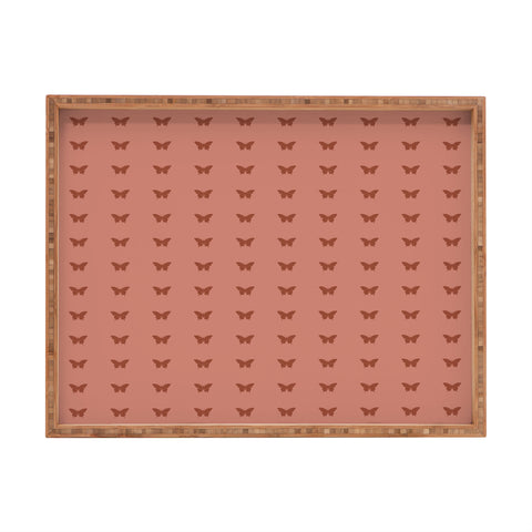 Colour Poems Minimal Butterfly Pattern Red Rectangular Tray