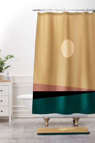 Colour Poems Minimal Horizon VI Shower Curtain And Mat