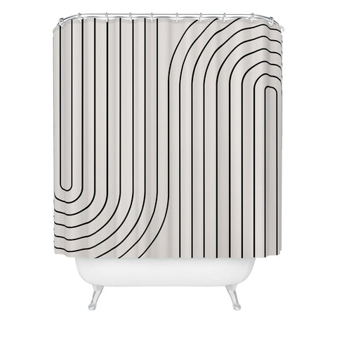 Colour Poems Minimal Line Curvature Black and White Shower Curtain