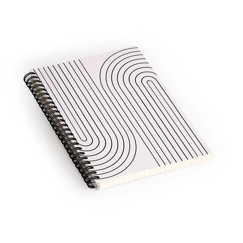 Colour Poems Minimal Line Curvature Black and White Spiral Notebook