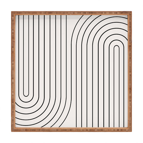 Colour Poems Minimal Line Curvature Black and White Square Tray