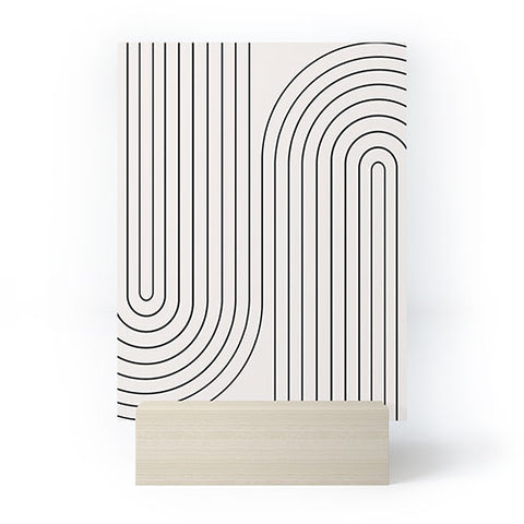 Colour Poems Minimal Line Curvature Black and White Mini Art Print