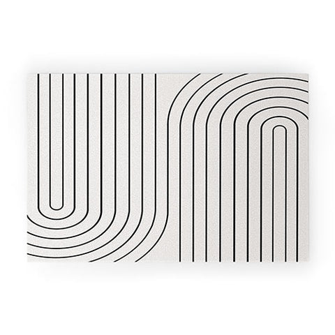 Colour Poems Minimal Line Curvature Black and White Welcome Mat