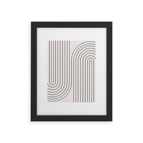 Colour Poems Minimal Line Curvature Black and White Framed Art Print