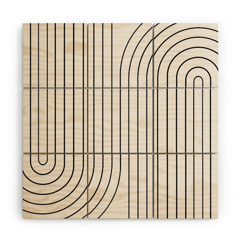 Colour Poems Minimal Line Curvature Black and White Wood Wall Mural