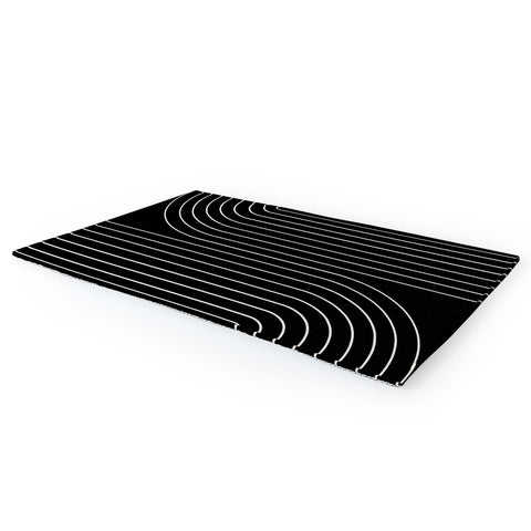 Colour Poems Minimal Line Curvature Black Area Rug