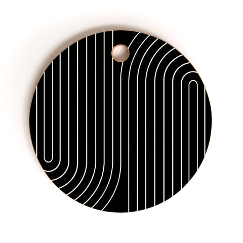 Colour Poems Minimal Line Curvature Black Cutting Board Round