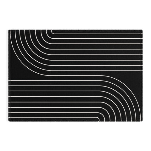Colour Poems Minimal Line Curvature Black Outdoor Rug