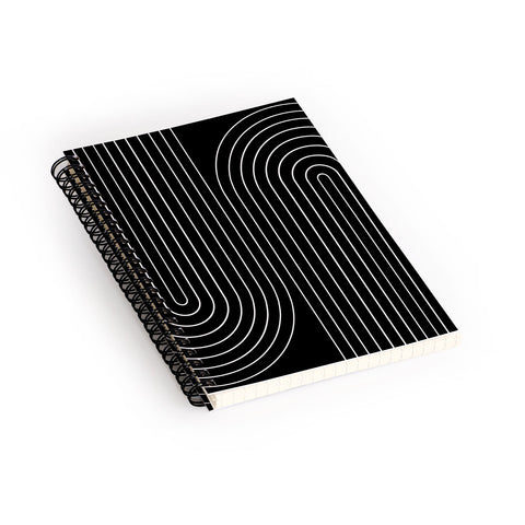 Colour Poems Minimal Line Curvature Black Spiral Notebook