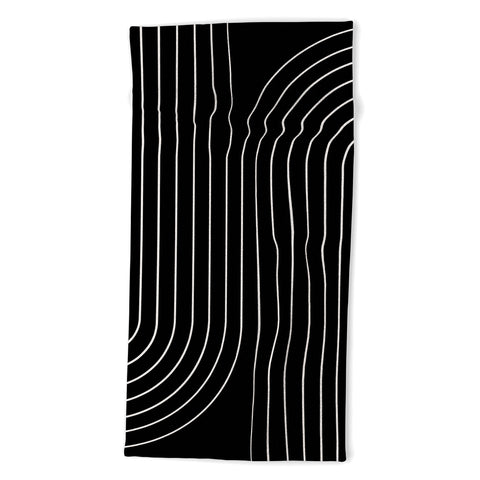 Colour Poems Minimal Line Curvature Black Beach Towel