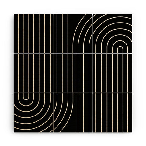 Colour Poems Minimal Line Curvature Black Wood Wall Mural