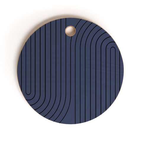 Colour Poems Minimal Line Curvature Blue Cutting Board Round