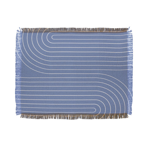Colour Poems Minimal Line Curvature Blue II Throw Blanket