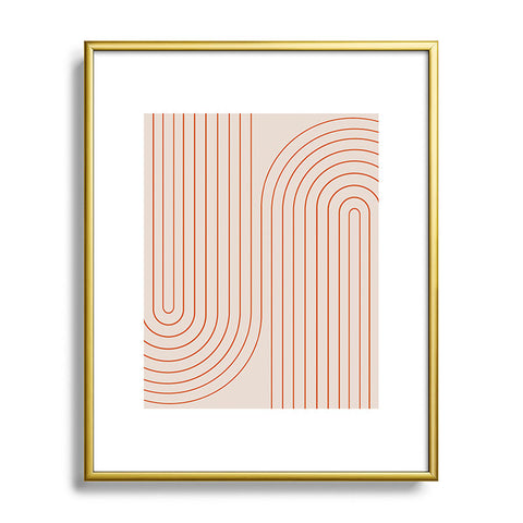 Colour Poems Minimal Line Curvature Coral 2 Metal Framed Art Print