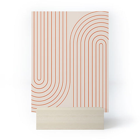Colour Poems Minimal Line Curvature Coral 2 Mini Art Print