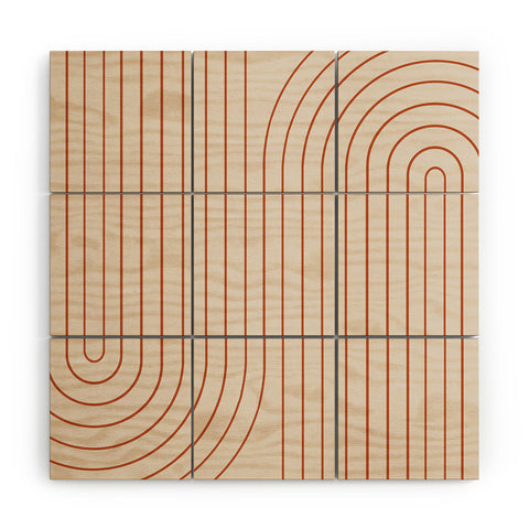 Colour Poems Minimal Line Curvature Coral 2 Wood Wall Mural