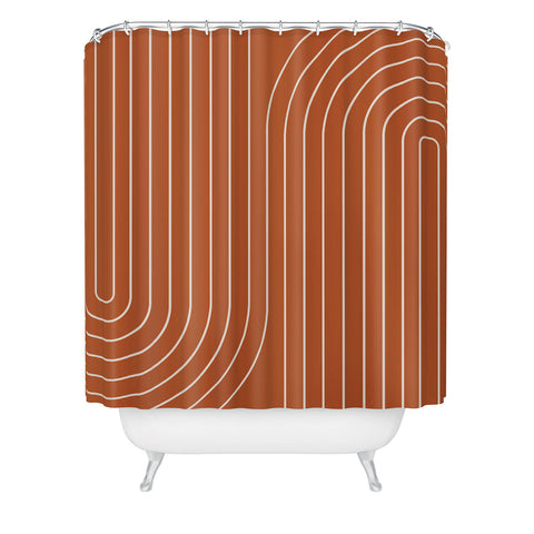 Colour Poems Minimal Line Curvature Coral Shower Curtain
