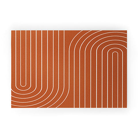 Colour Poems Minimal Line Curvature Coral Welcome Mat