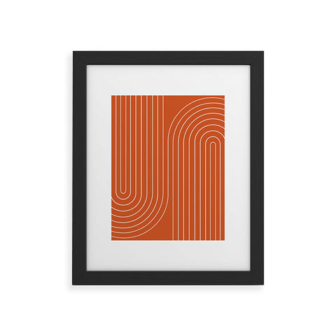 Colour Poems Minimal Line Curvature Coral Framed Art Print