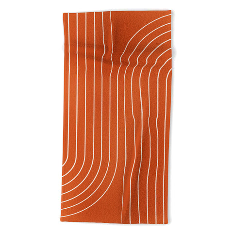 Colour Poems Minimal Line Curvature Coral Beach Towel