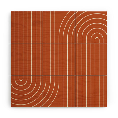 Colour Poems Minimal Line Curvature Coral Wood Wall Mural
