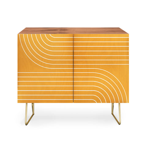 Colour Poems Minimal Line Curvature Gold Credenza