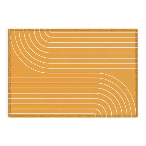 Colour Poems Minimal Line Curvature Gold Outdoor Rug
