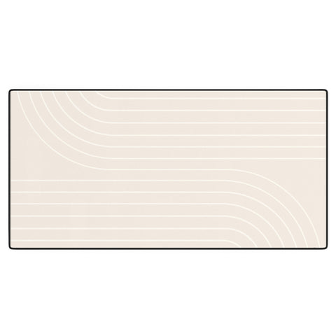 Colour Poems Minimal Line Curvature Off White Desk Mat