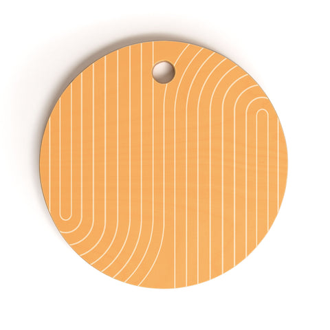 Colour Poems Minimal Line Curvature Orange Cutting Board Round