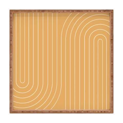Colour Poems Minimal Line Curvature Orange Square Tray