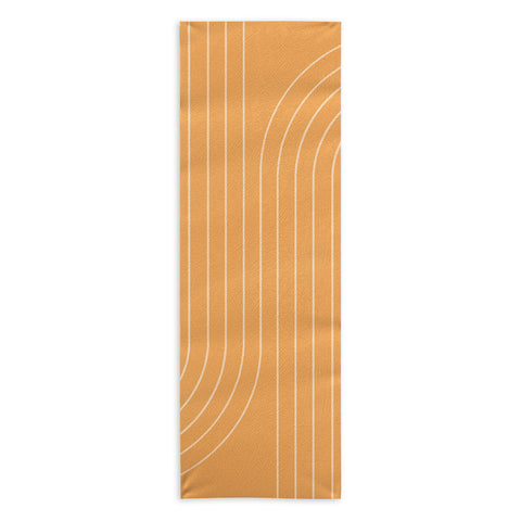 Colour Poems Minimal Line Curvature Orange Yoga Towel