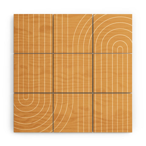 Colour Poems Minimal Line Curvature Orange Wood Wall Mural