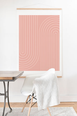 Colour Poems Minimal Line Curvature Pink Art Print And Hanger