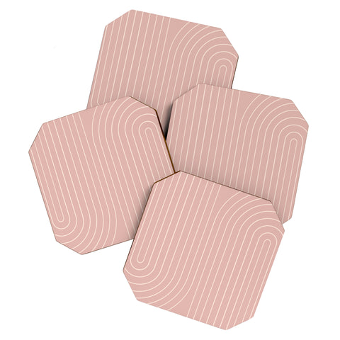 Colour Poems Minimal Line Curvature Pink Coaster Set