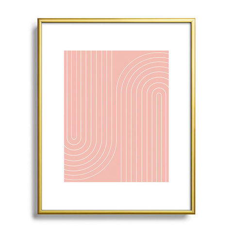 Colour Poems Minimal Line Curvature Pink Metal Framed Art Print
