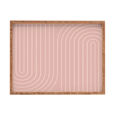 Colour Poems Minimal Line Curvature Pink Rectangular Tray