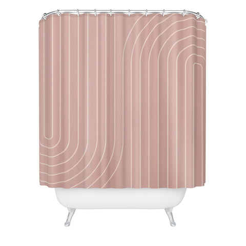 Colour Poems Minimal Line Curvature Pink Shower Curtain