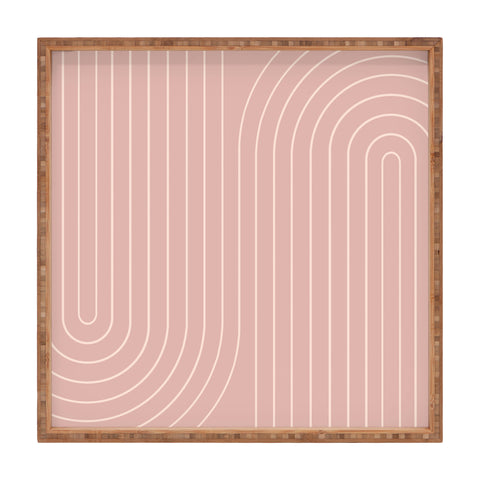 Colour Poems Minimal Line Curvature Pink Square Tray