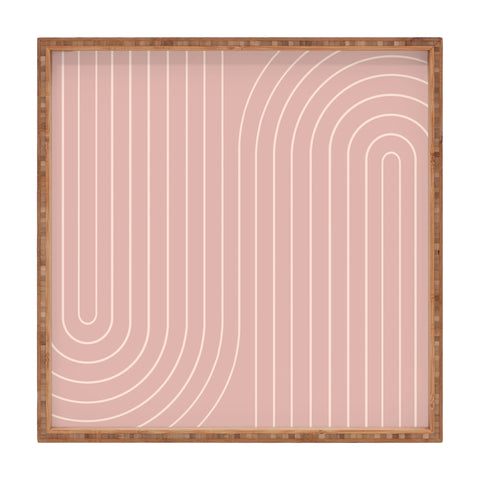 Colour Poems Minimal Line Curvature Pink Square Tray