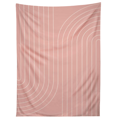 Colour Poems Minimal Line Curvature Pink Tapestry