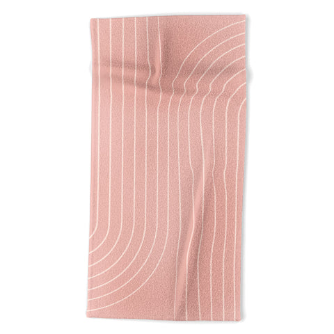 Colour Poems Minimal Line Curvature Pink Beach Towel