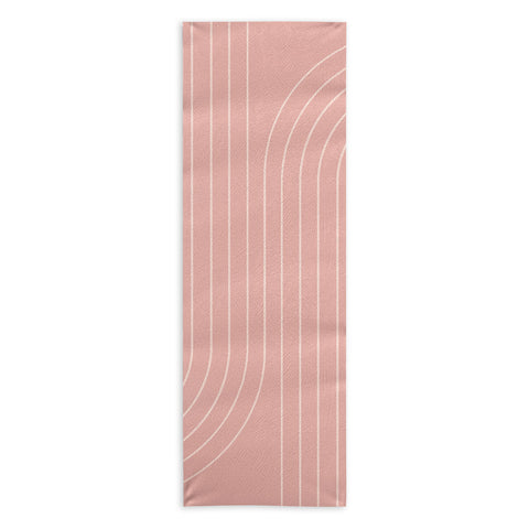 Colour Poems Minimal Line Curvature Pink Yoga Towel